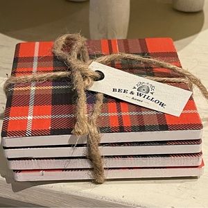 - New Bee & Willow plaid coasters